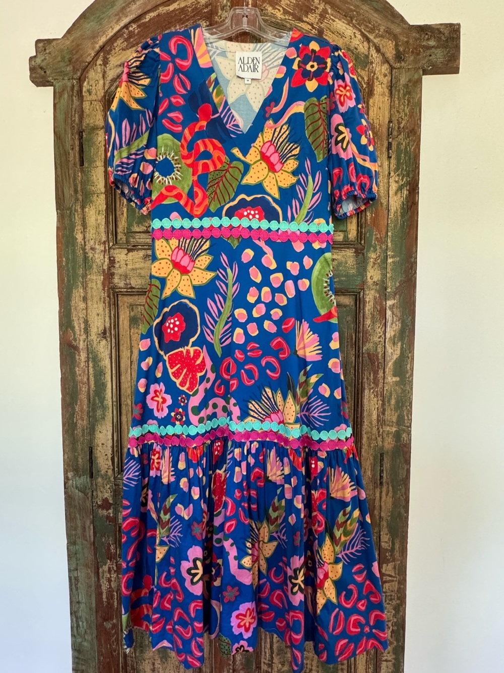 Alden Adair Blue Orchid V-Neck Midi Dress